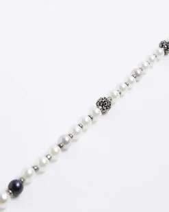 River Island pearl beaded necklace White New
