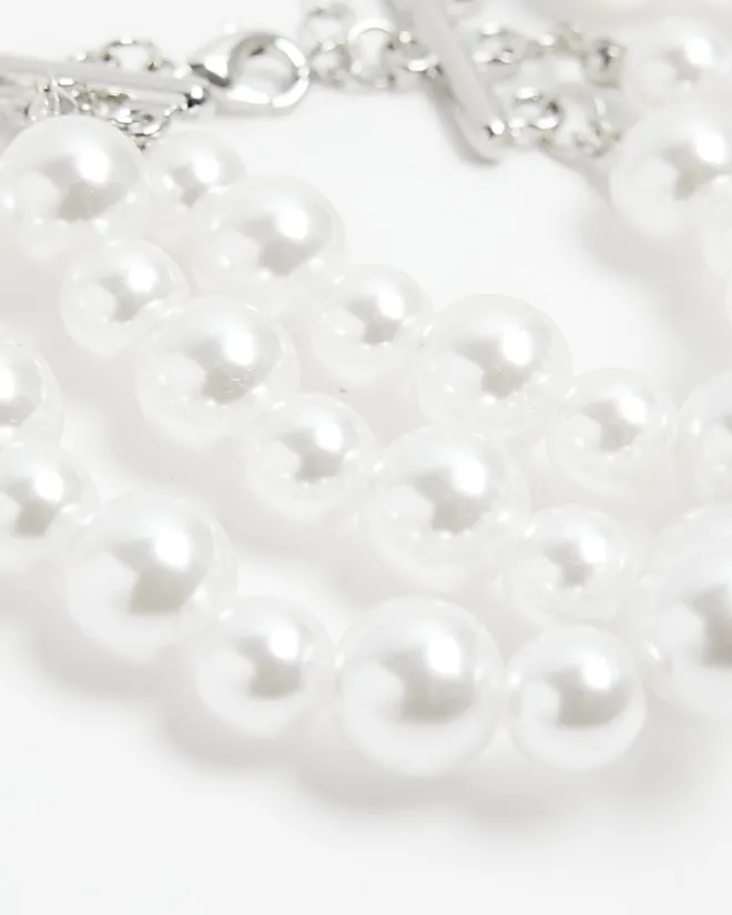 River Island Pearl Multirow Bracelet White Best
