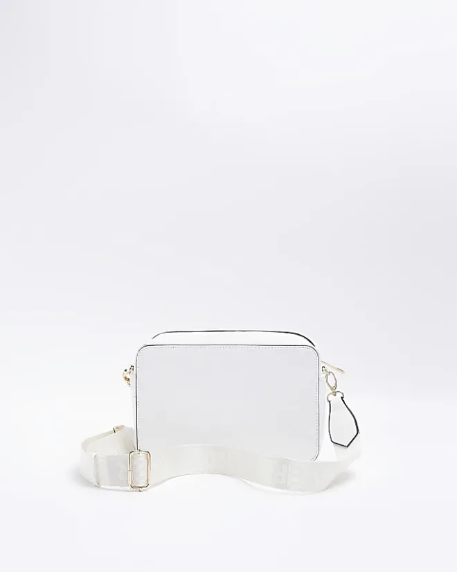River Island quilted panel cross body bag White New