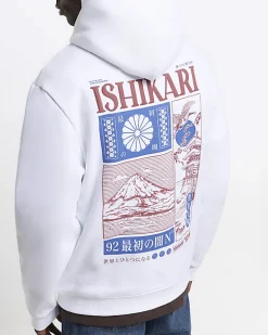 River Island regular fit graphic Japanese hoodie White Fashion