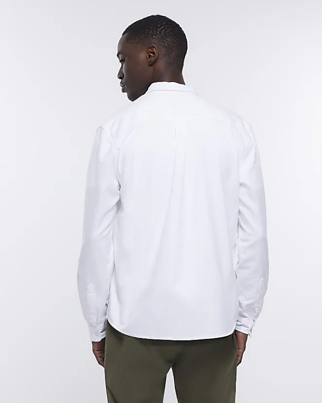 River Island regular fit twill lyocell shirt White Clearance