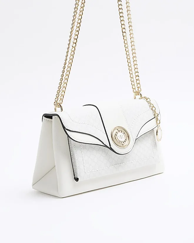 River Island RI monogram chain shoulder bag White Discount