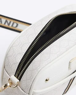 River Island RI monogram cross body camera bag White Discount