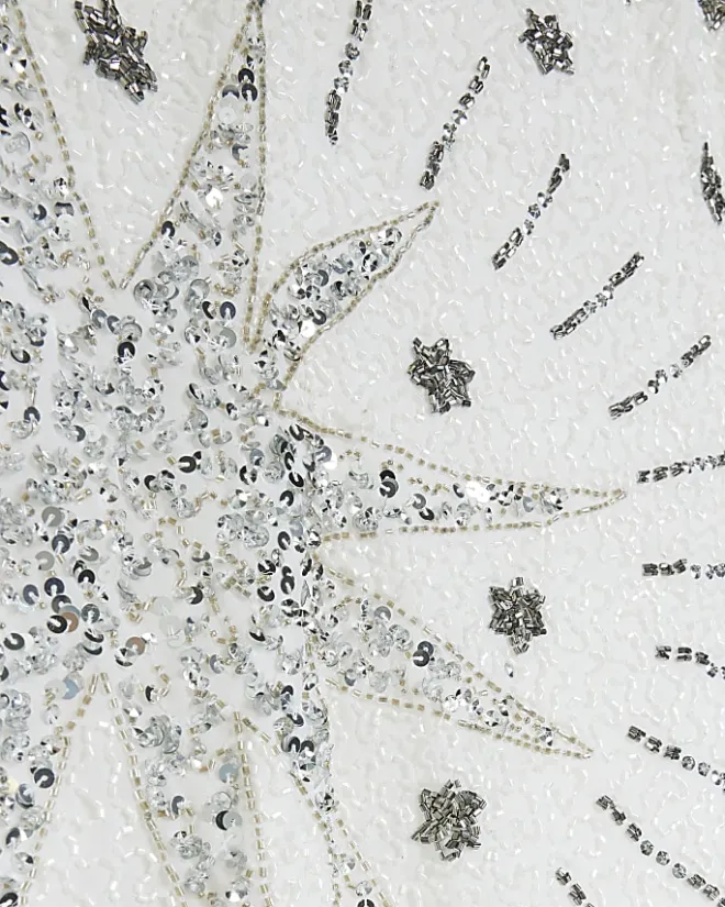 River Island silk sequin detail bodycon mini dress White Outlet