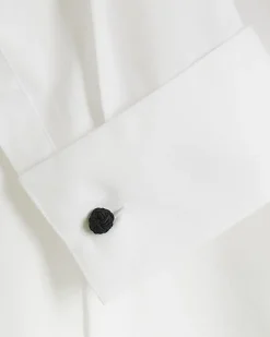 River Island slim fit double cuff smart shirt White Hot