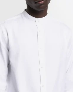 River Island slim fit grandad collar shirt White Outlet