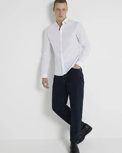 River Island slim fit long sleeve shirt White New