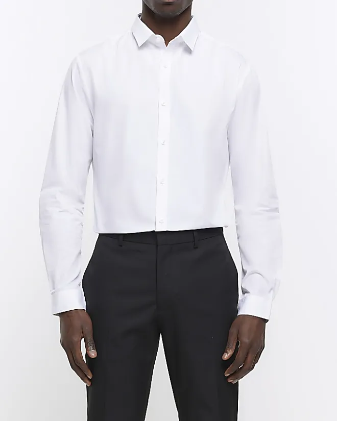 River Island slim fit multipack of 5 smart shirts White Clearance