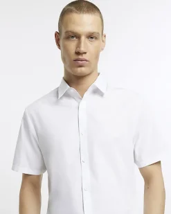 River Island slim fit short sleeve shirt White Hot