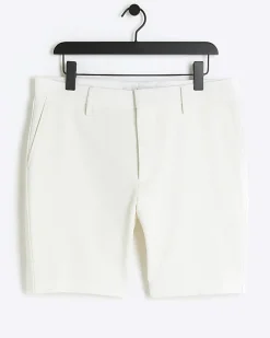 River Island slim fit waffle shorts White New