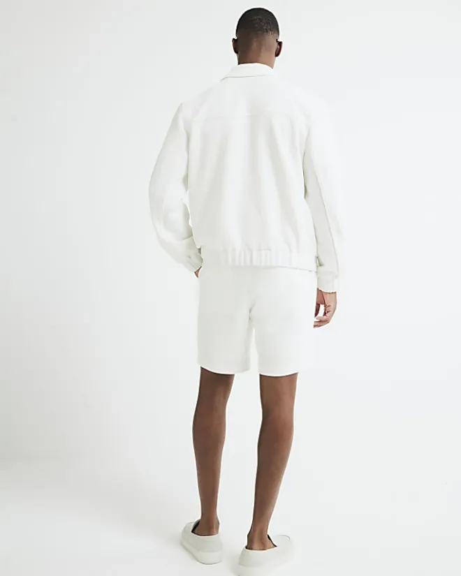 River Island slim fit waffle shorts White New