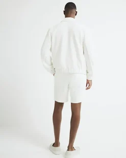 River Island slim fit waffle shorts White New