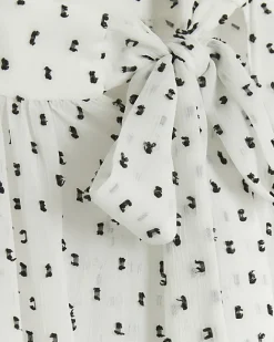 River Island spot bow swing midi dress White Best