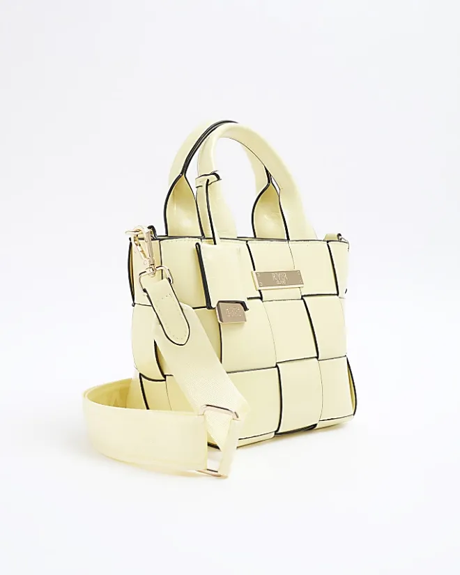 River Island chunky weave small tote bag Yellow Fashion