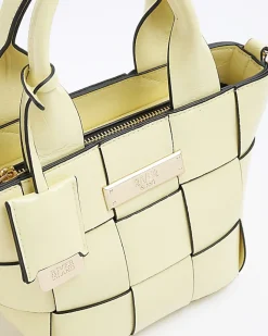 River Island chunky weave small tote bag Yellow Fashion
