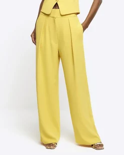 River Island pleated wide leg trousers Yellow Hot