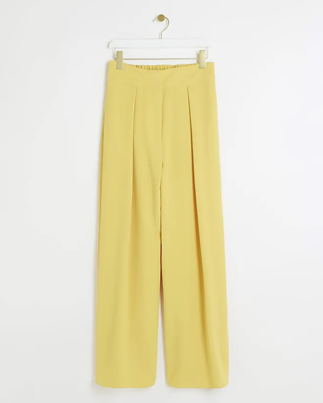 River Island pleated wide leg trousers Yellow Hot