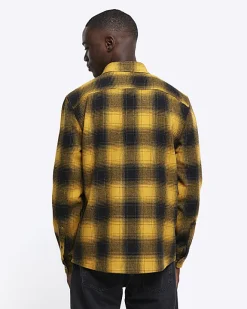 River Island regular fit check shirt Yellow Sale