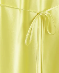 River Island satin belted slip midi dress Yellow Clearance